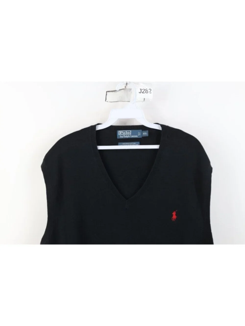 Vintage 90s Ralph Lauren Mens 2XL Faded Pima Cotton Knit Sweater Vest Black